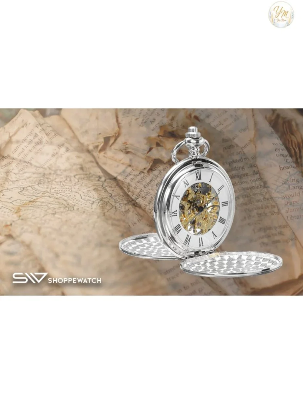 Men's Mechanical Hand Wind Vintage Pocket Watch with Chain - Steampunk Skeleton